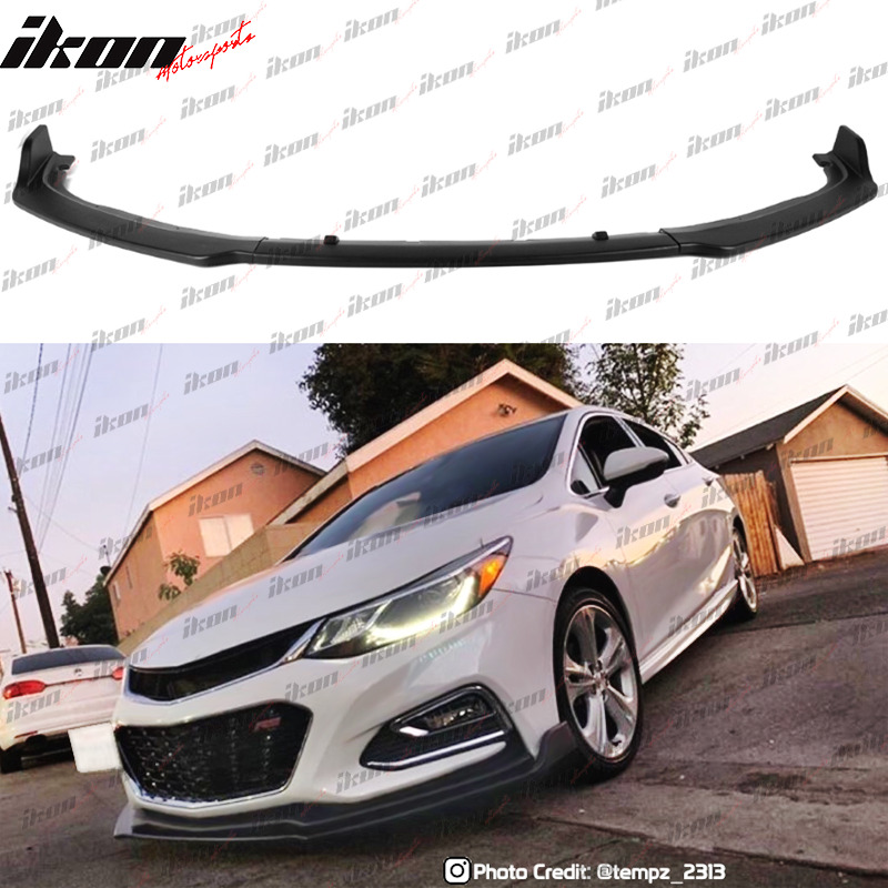 Fits 16-19 Chevy Cruze RS OE Style Front Bumper Lip 3PC Unpainted Spoiler PP Kit