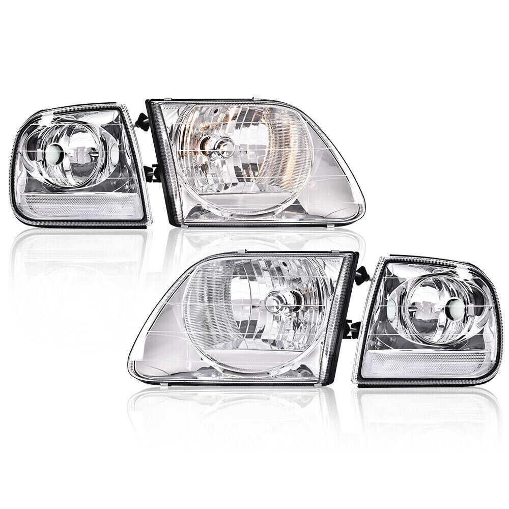 Fit For Ford F150 Expedition Lightning Chrome Headlights & Corner Parking Lights