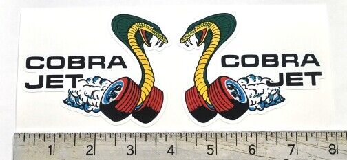 Cobra Jet Ford Mustang SET OF TWO old retro classic muscle car sticker decal 