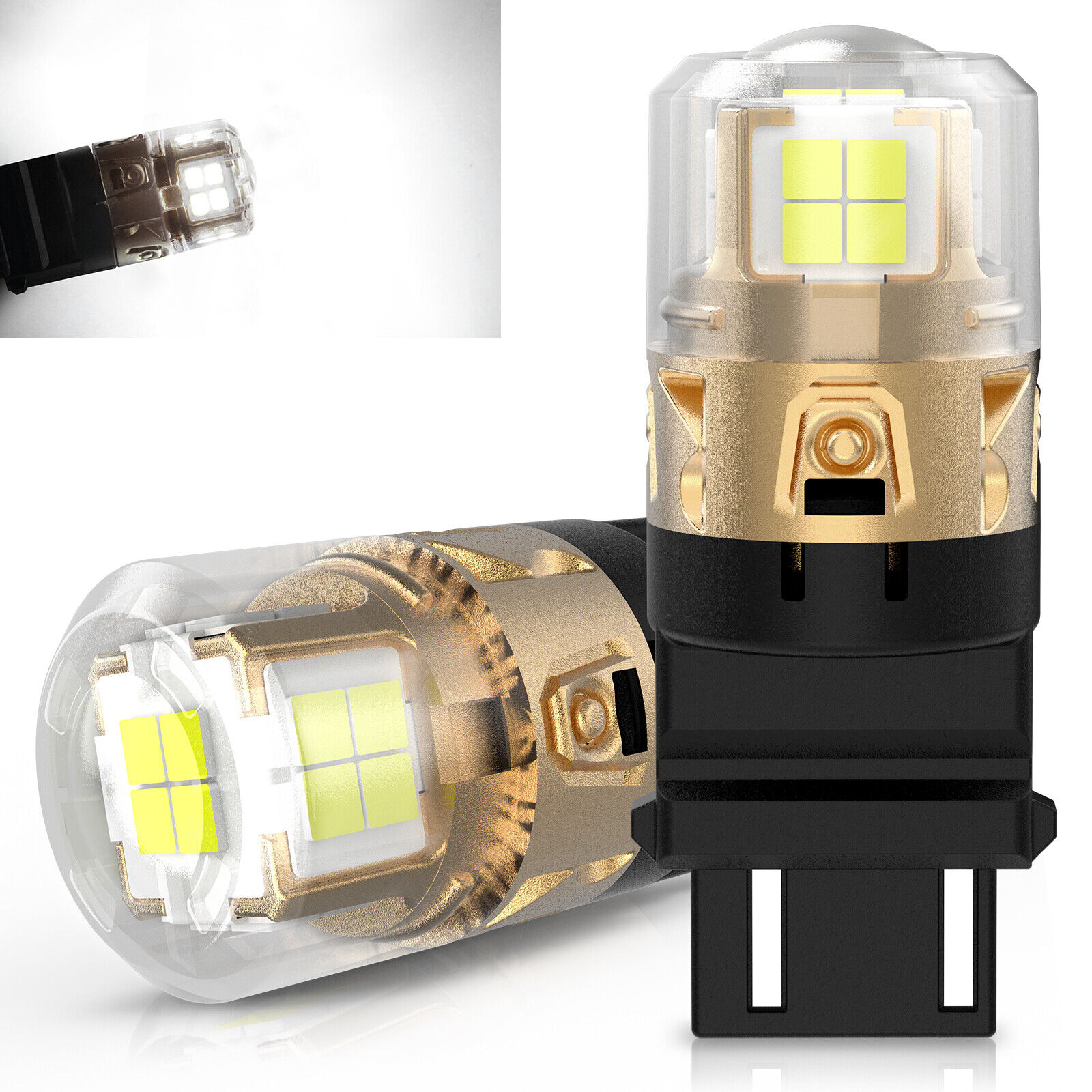 Lasfit 3156 3157 LED Backup Reverse Light Bulbs DRL Bright 6000K White L2 Series