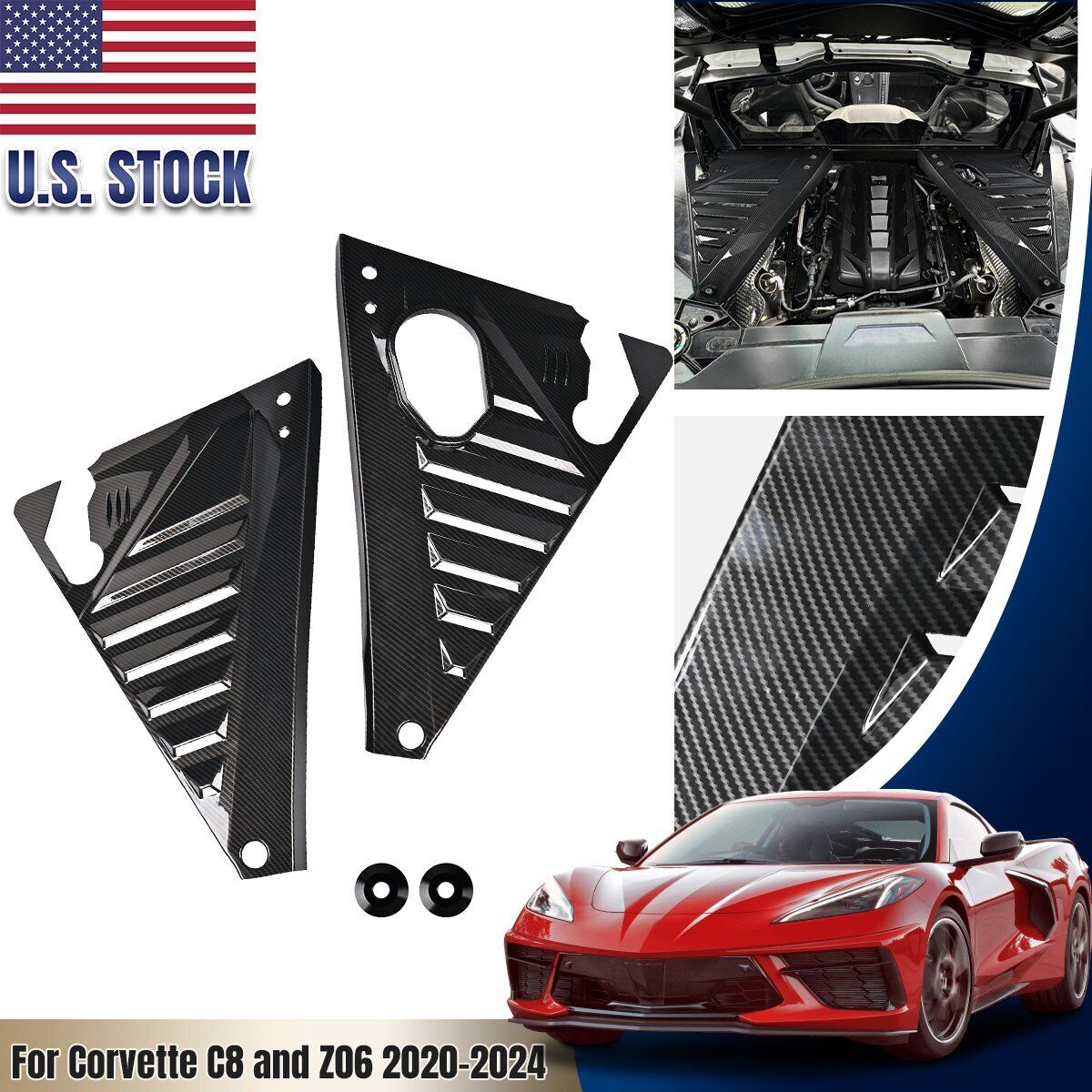 Carbon Fiber Engine Bay Panel Cover Guard For Corvette C8 Z51 Z06 E-Ray 2020-24