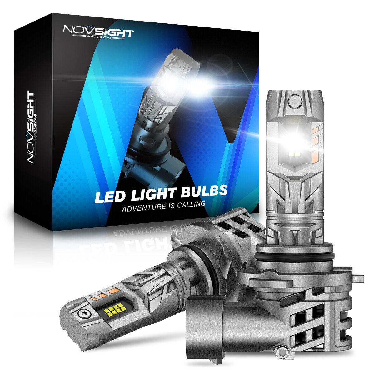NOVSIGHT 2PCS 90W 9005 LED Headlight Bulbs Kit High Low Beam 20000LM 6500k White