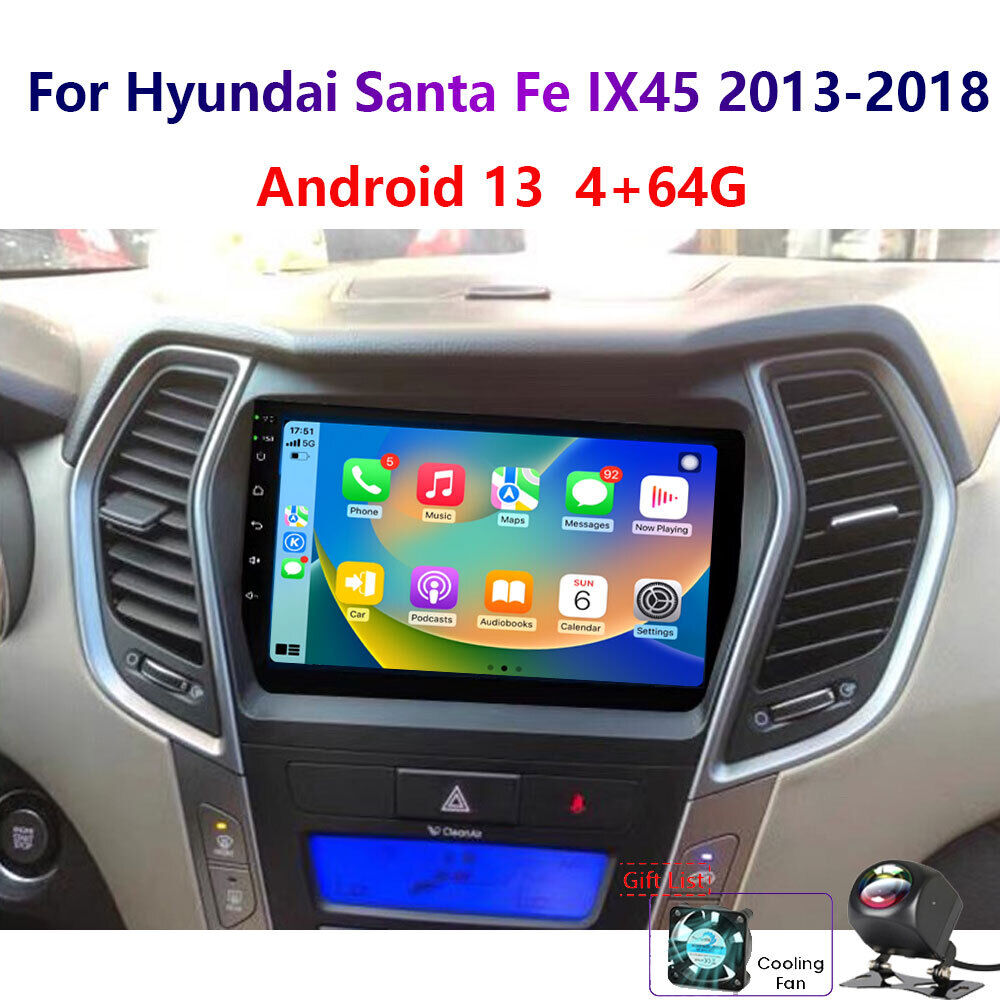 4-64G Android13 For Hyundai Santa IX45 2013-18 Carplay Car Stereo Radio GPS wifi