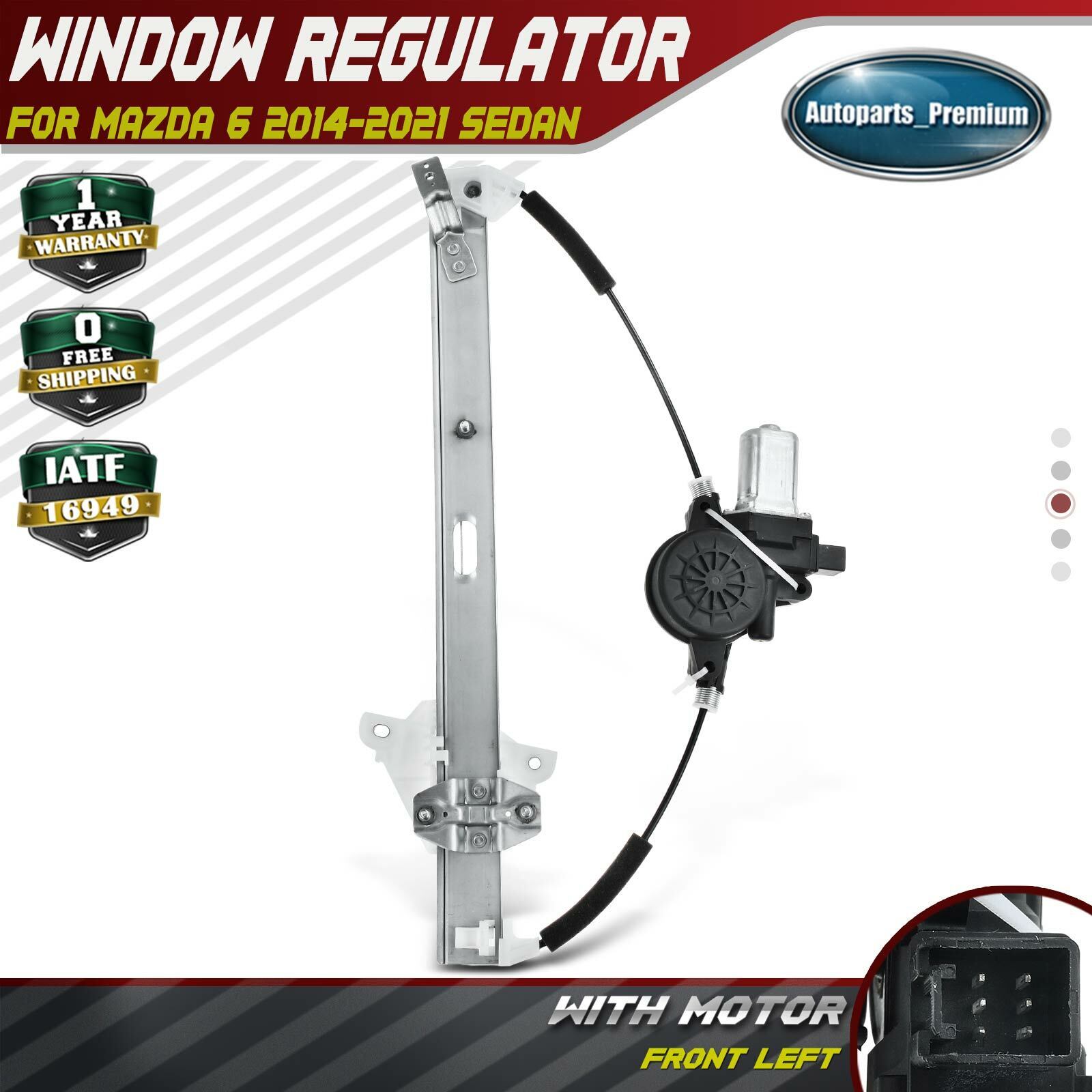 Front Driver LH Power Window Regulator with Auto-up for Mazda 6 2014-2021 Sedan