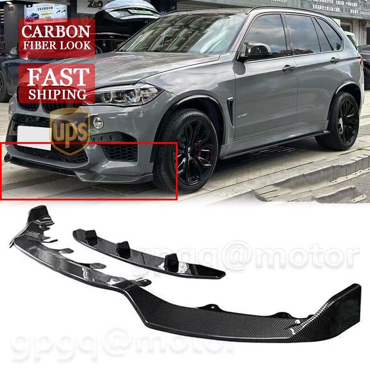 For BMW F15 X5 M Sport 2014-2018 GT-Style Carbon Fiber Front Bumper Lip Splitter