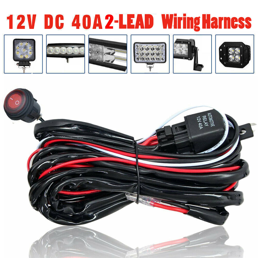 12V 40A Wiring Harness Kit Fuse ON OFF Switch Relay For LED Fog Work Light Bar