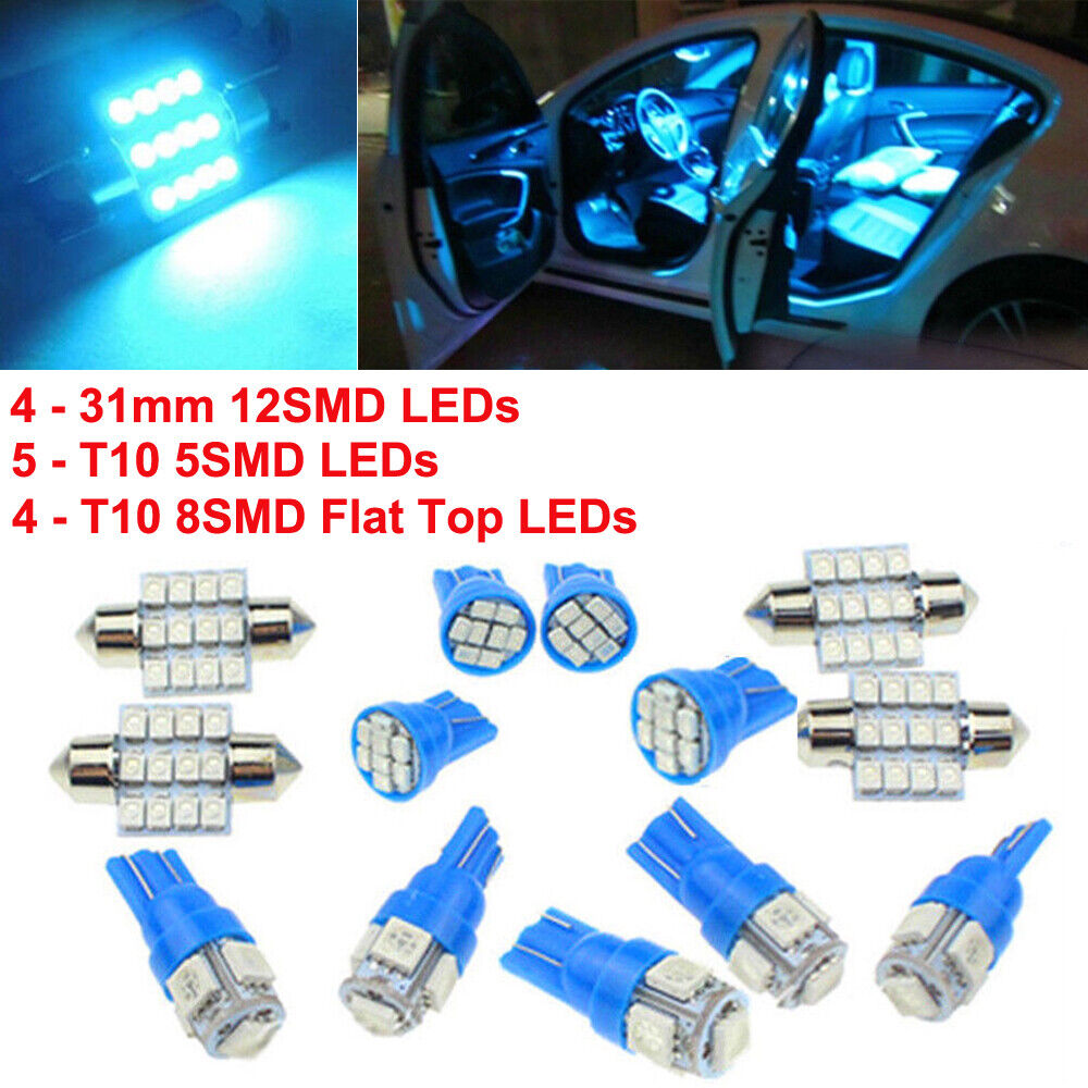 13x Car Interior LED Lights For Dome License Plate Lamp 12V Car Accessories Kit