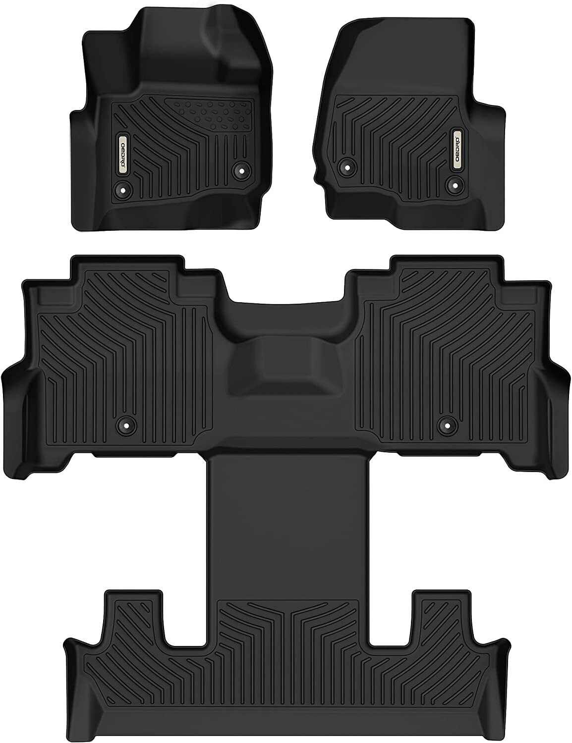 OEDRO Floor Mats Liner 3 Rows Set for 2018-2024 Expedition 2nd Row Bucket Seats