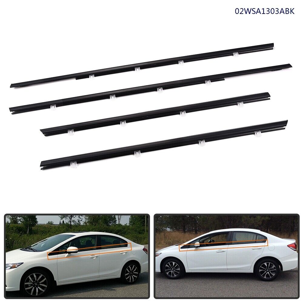 Fit For HONDA CIVIC 2012-2015 Outer Window Moulding Trim Weather strips Seal