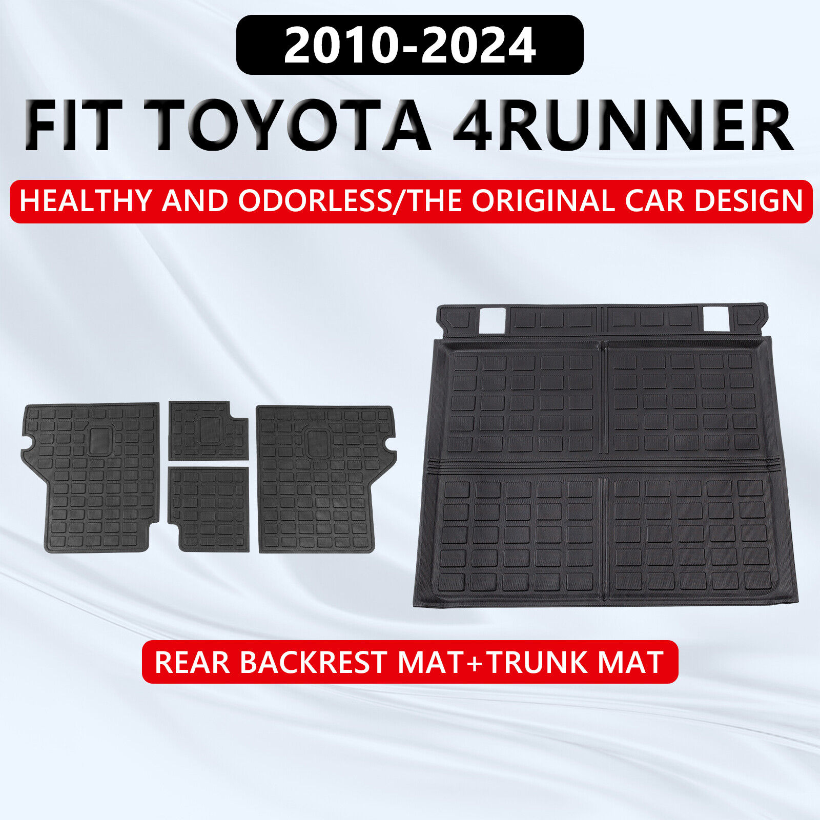 Floor Mats Trunk Cargo Liners For 2010-2024 Toyota 4Runner（Fit W/O Sliding Tray)