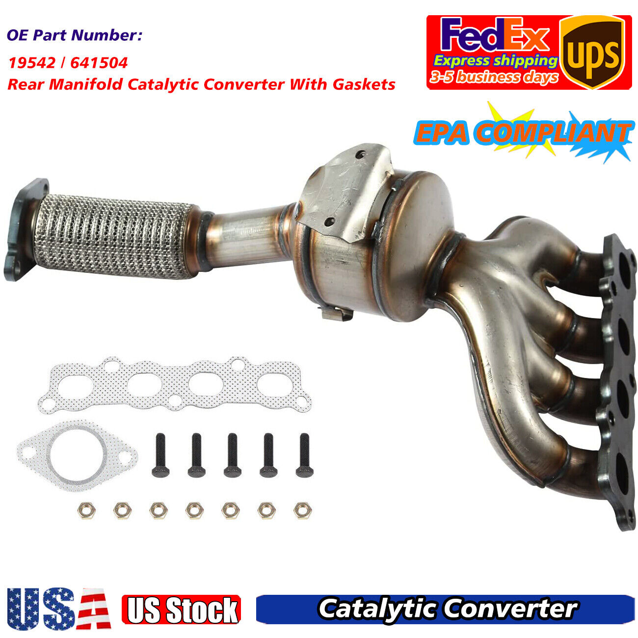 Manifold Catalytic Converter W/ Gasket BANK1 For Ford Fiesta 1.6L 2011-2018 2019