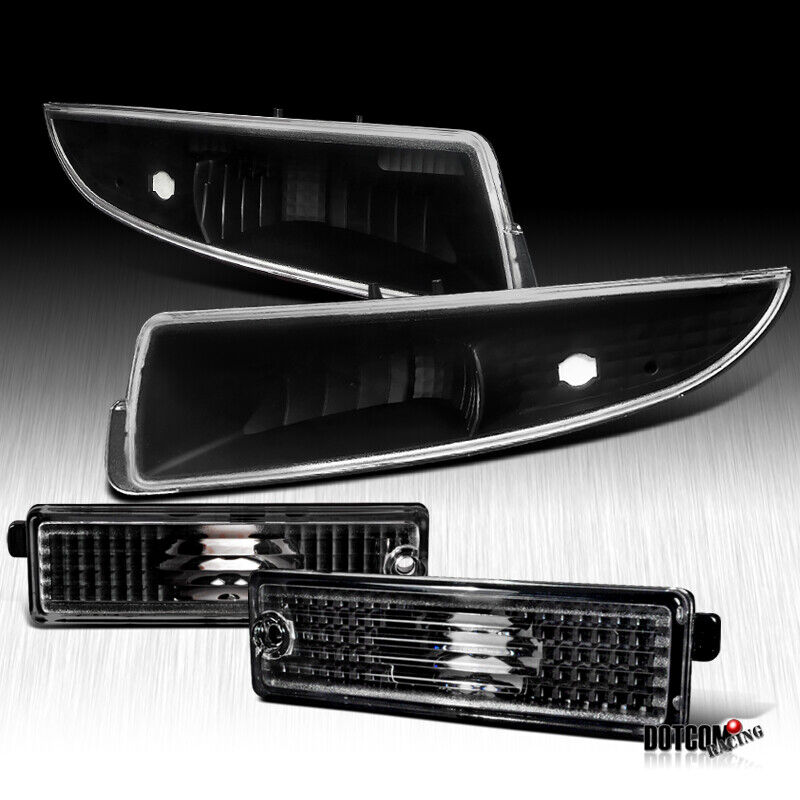 Fit 1993-2002 Chevy Camaro Front+Rear Side Marker Black Signal Lamp Bumper Light