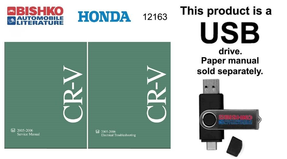 2005 2006 Honda CR-V Shop Service Repair Manual USB Drive w/ ETM Manual