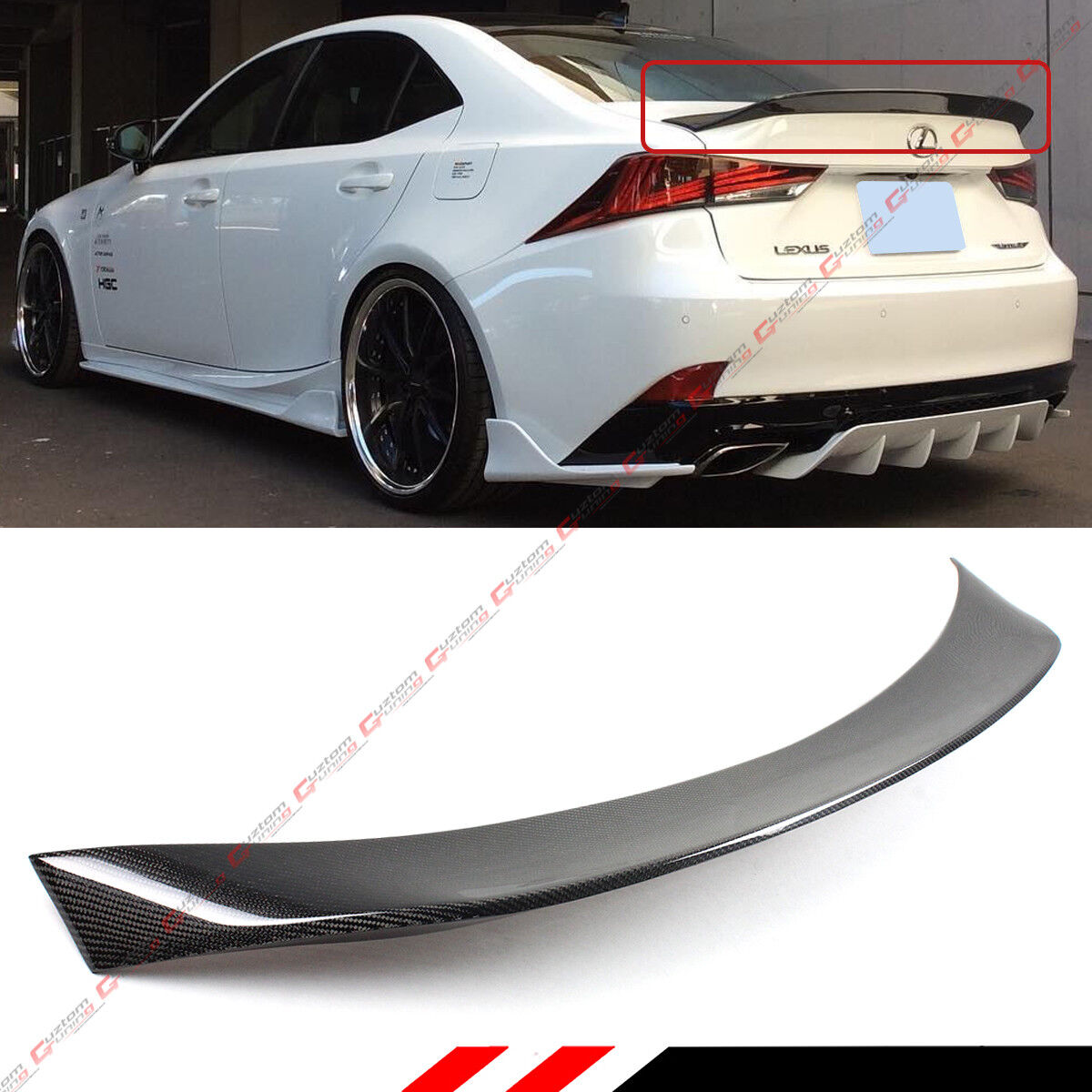 FOR 2014-2020 LEXUS IS200t IS300 IS350 AR STYLE CARBON FIBER TRUNK SPOILER WING