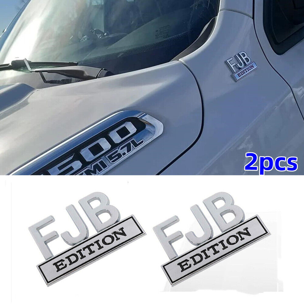 2PCS FJB Edition 3D Letters Emblem Badge Truck SUV Van Car Decal Bumper Sticker