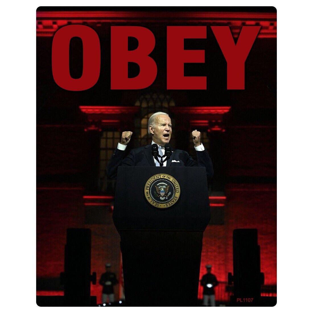 Red Biden OBEY Sticker - Trump 2024 Ultra MAGA Funny Truck Vinyl Decal PL1107