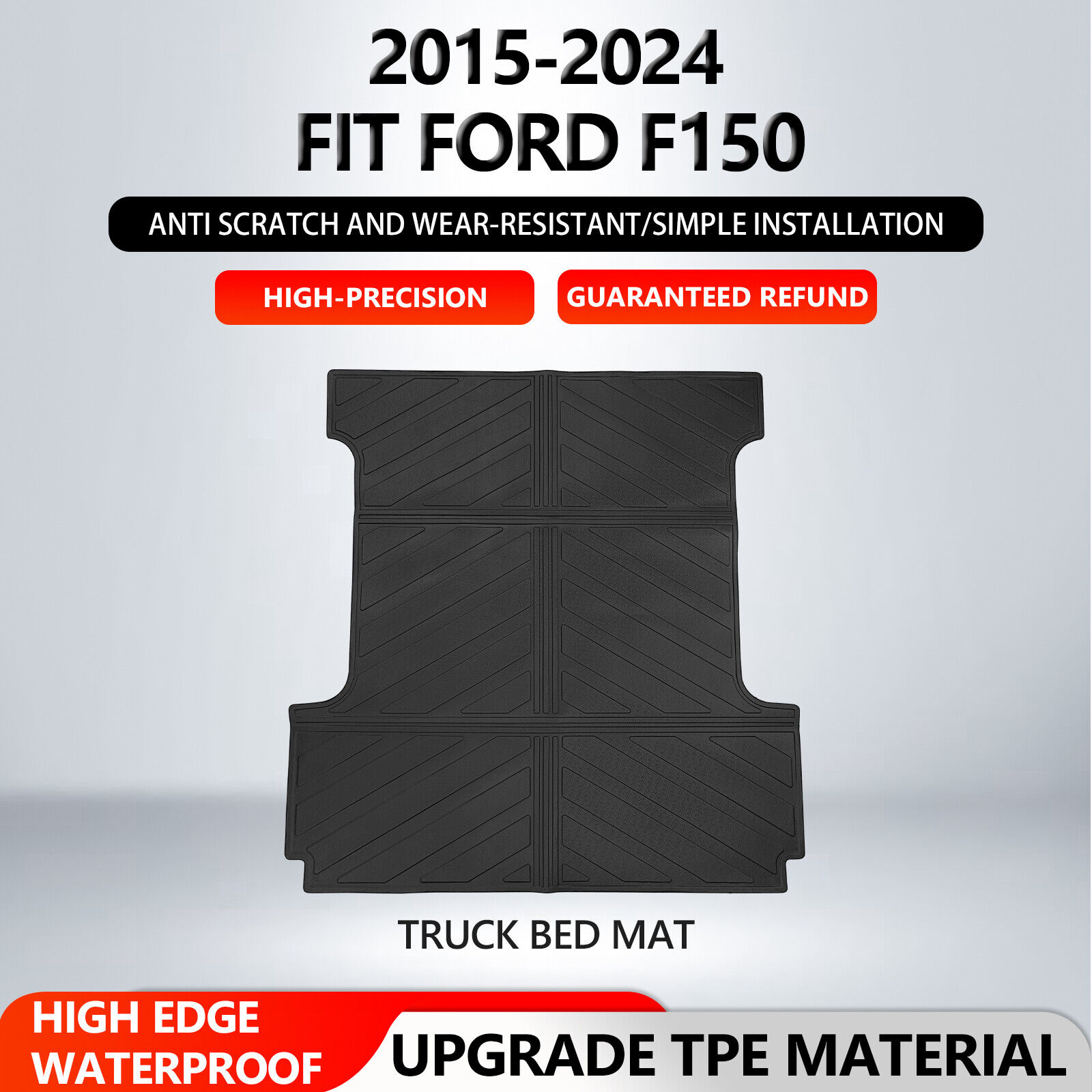 For 2015-2024 Ford F150 TPE Truck Mat Floor Mats Bed Liner Cargo Mat All Weather
