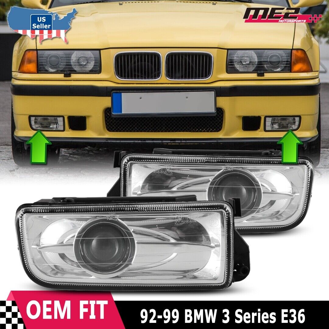 For 92-98 BMW E36 M3 Factory Replacement Projector Fog Lights Clear Bumper Lamp