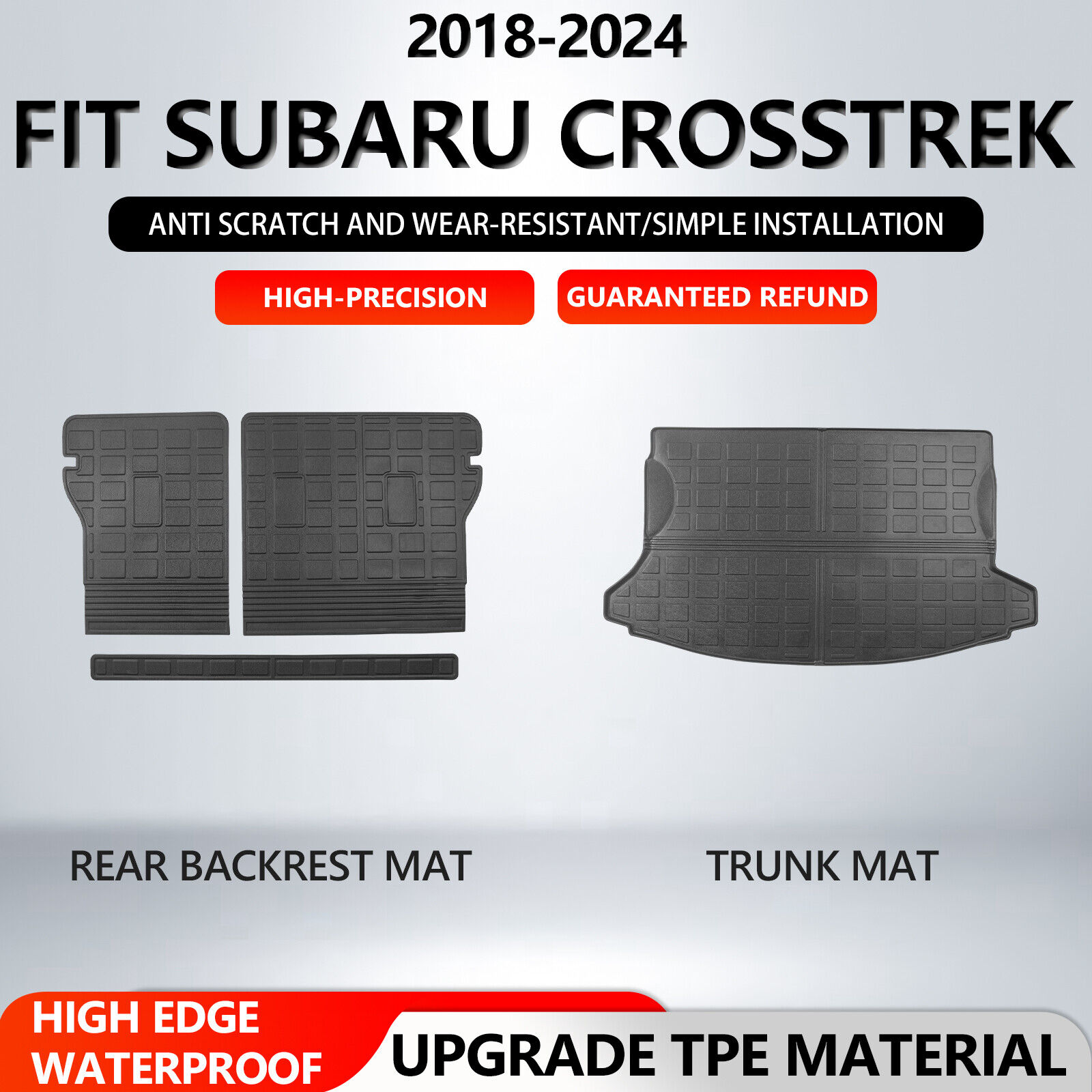 For 2018-2024 Subaru Crosstrek/XV Anti-Slip Cargo Liners Trunk Mat Backrest Mats