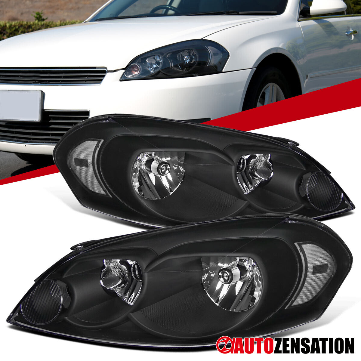 Fits 2006-2013 Chevy Impala 06-07 Monte Carlo Headlights Headlamps Left+Right