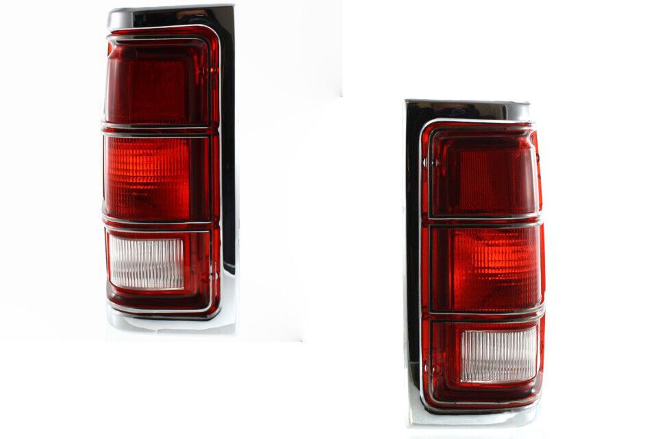 Tail Lights For Dodge Truck Ramcharger 1981-1993 Chrome On Lens And Housing Pair