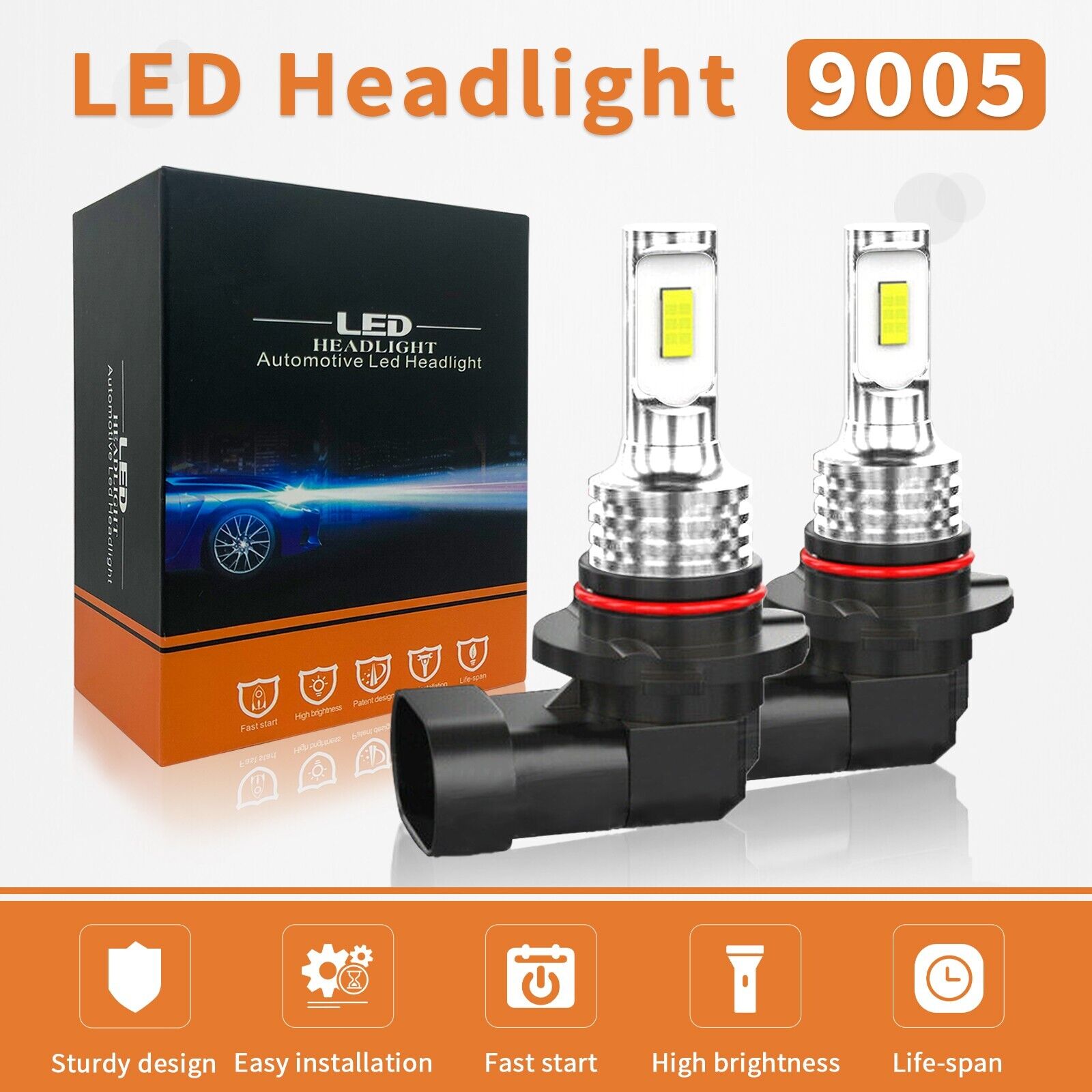 2x 9005 H11 Combo LED Headlight High Low Beam Bulbs Kit 6000K Super White Bright