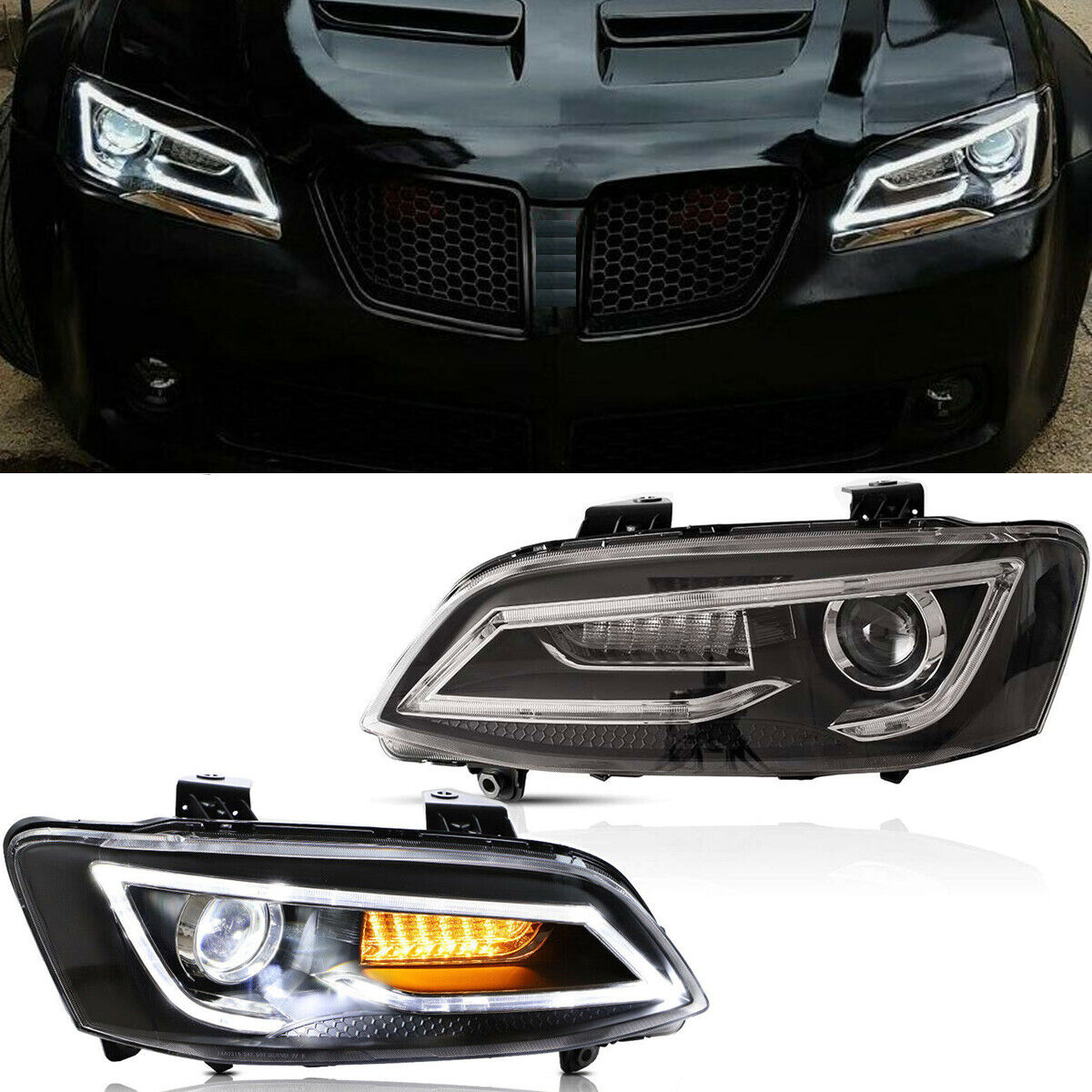 For 2008 2009 Pontiac G8 GT GXP Dual Beam Head Lights With Sequential