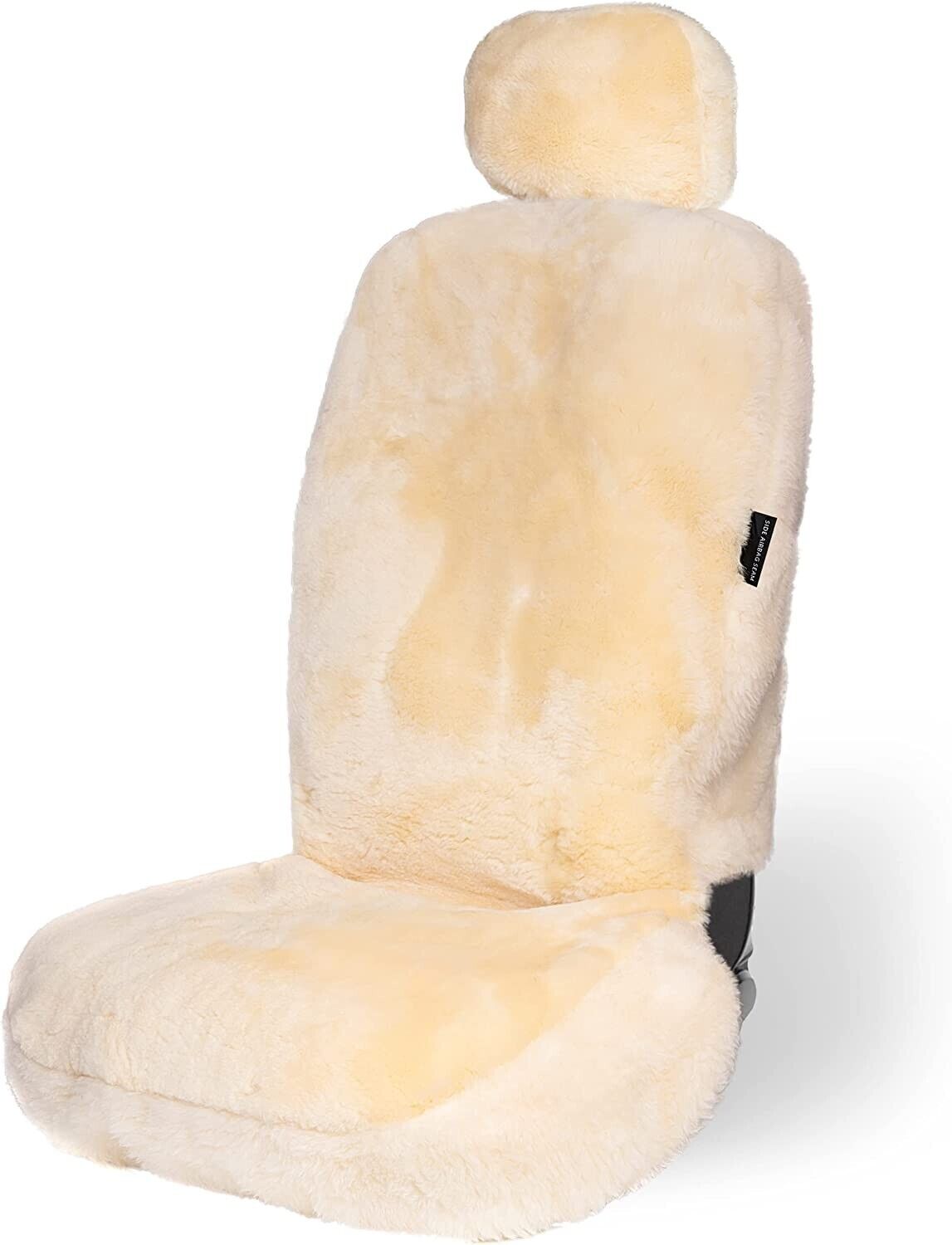 Ivory Genuine Sheepskin Seat Cover Universal Fit Car Full Seat Furry Cover