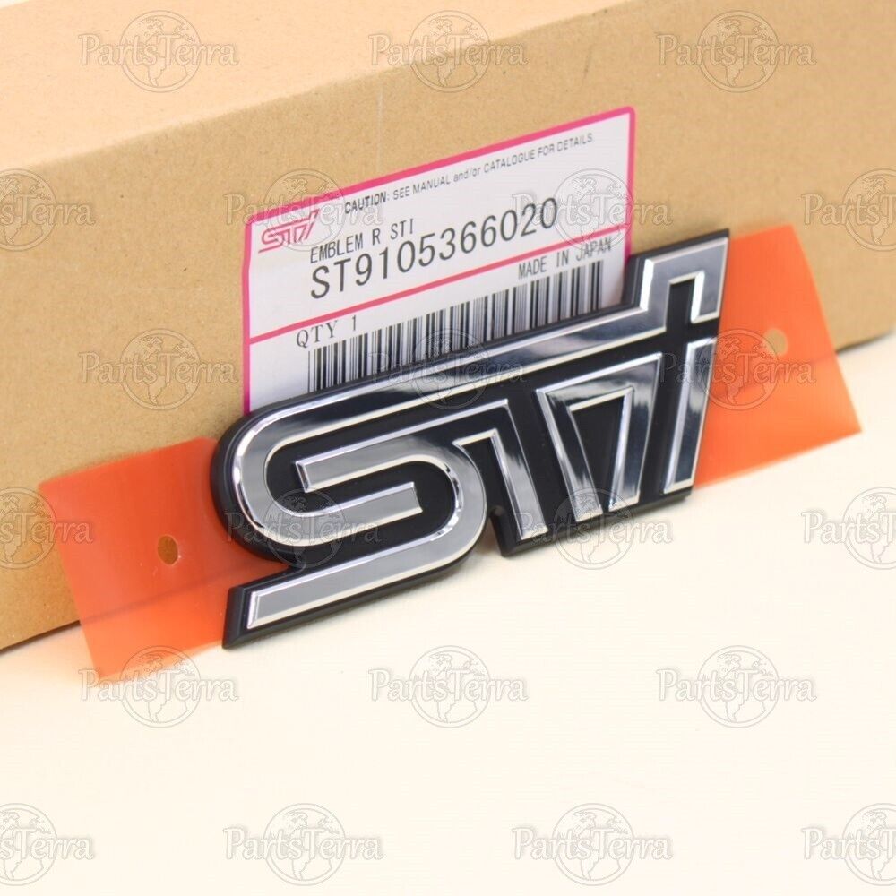 Genuine JDM Subaru Rear Badge Logo “STI” Silver Black Chrome Emblem ST9105366020