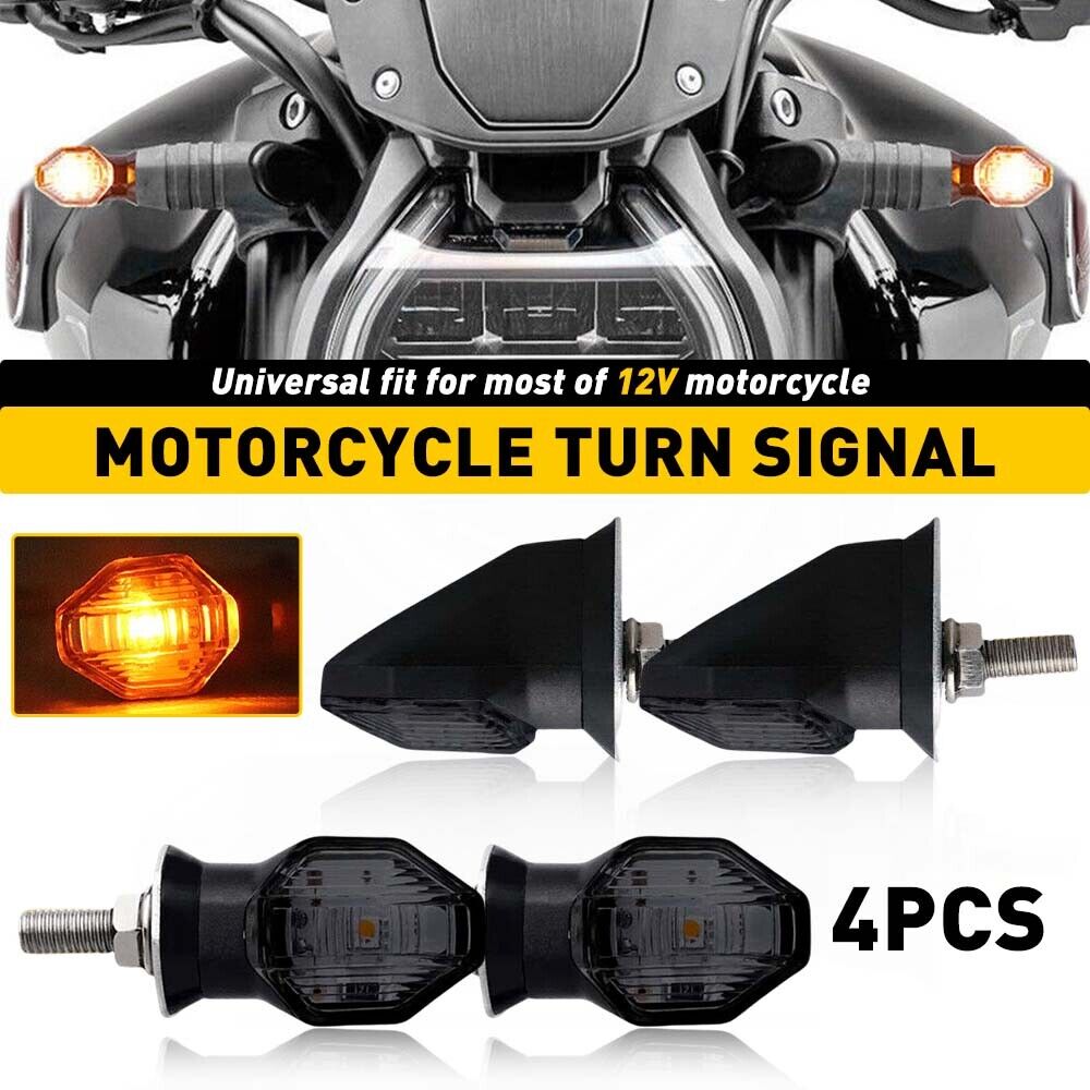 4x Universal Motorcycle Turn Indicator Signal Amber LED Blinker Light V
