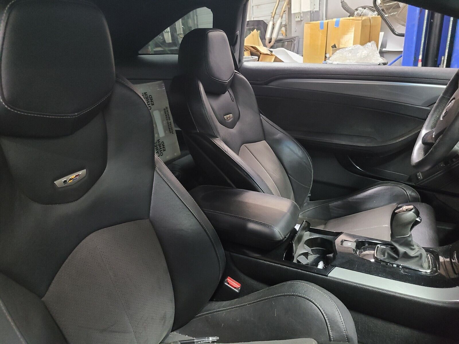 2011-2015 Cadillac CTS-V Coupe BLACk Leather w/ Suede Recaro Seat Set USED OEM 