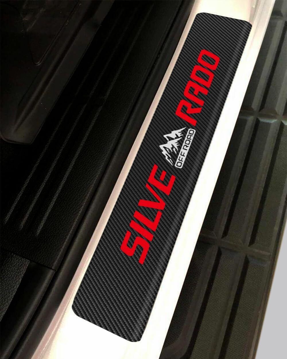 4PCS Carbon Fiber for Silverado Off-Road Door Sill Protector Guard Plate Cover