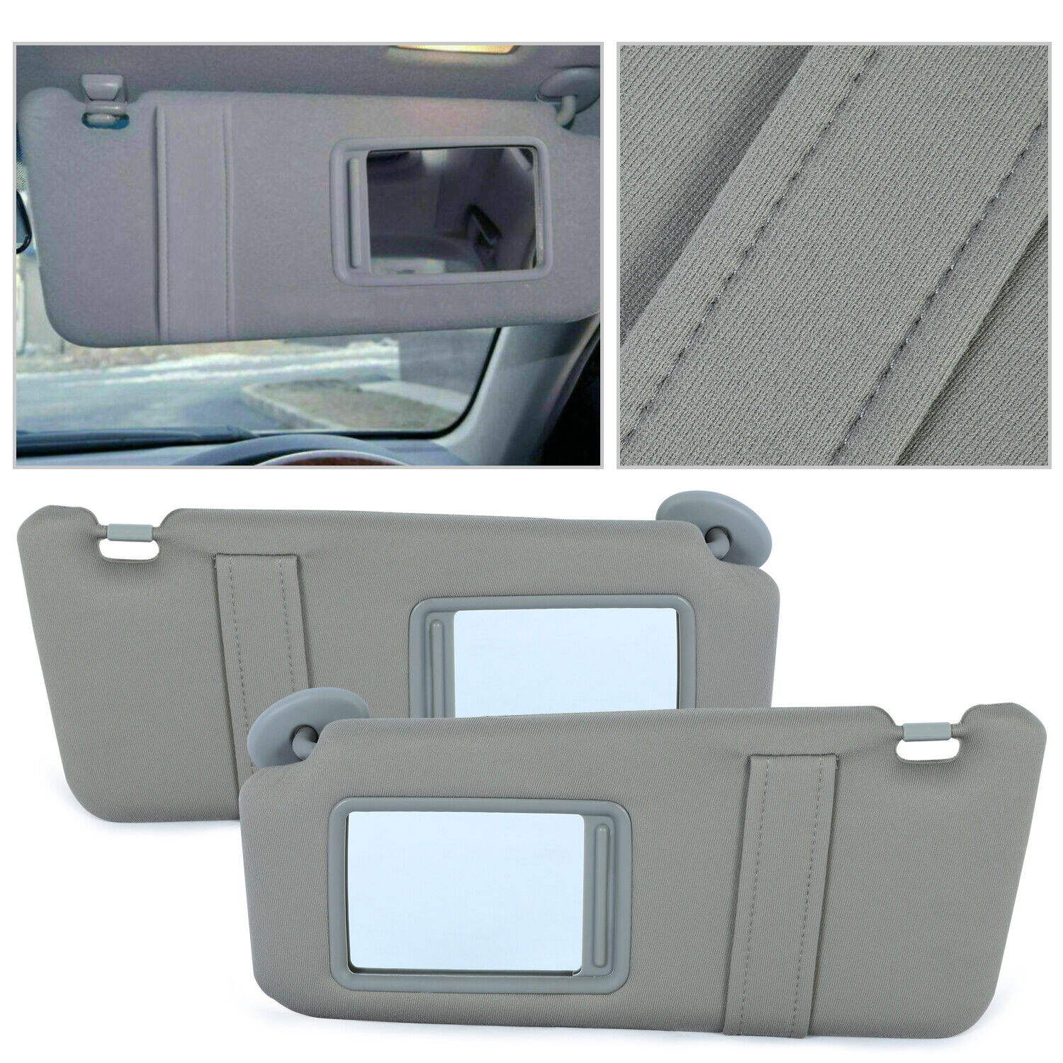 Gray Car Sun Visor Pair Left & Right Side W/O Sunroof For Toyota Camry 2007-2011