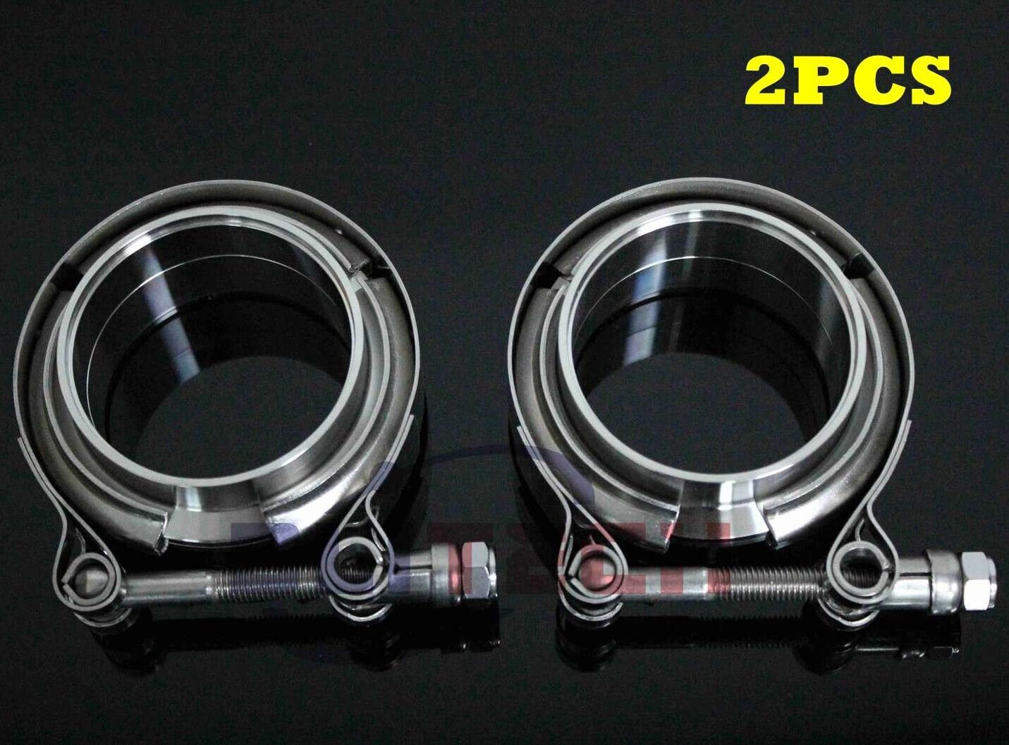 2PCS 2inch V-band clamp & 2” Stainless Male/Female Flange Kit exhaust downpipe