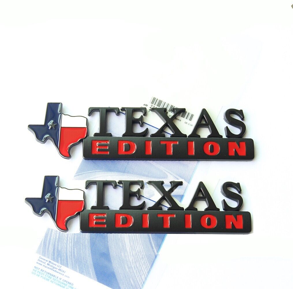 2x OEM F-150 TEXAS Edition Emblem For Chevrolet Silverado SIERRA fits GM Black 2