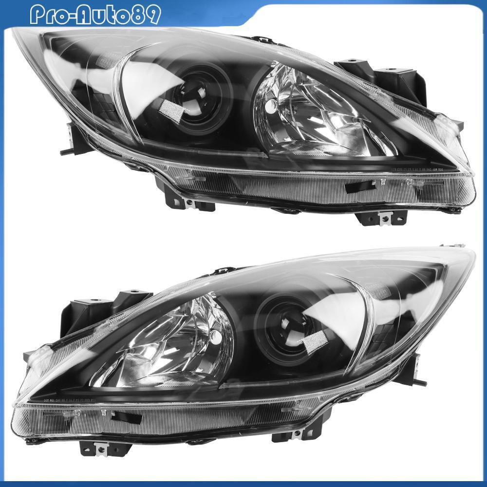Pair Black Housing Clear Corner Projector Headlights For 2010-2013 Mazda 3 Sport