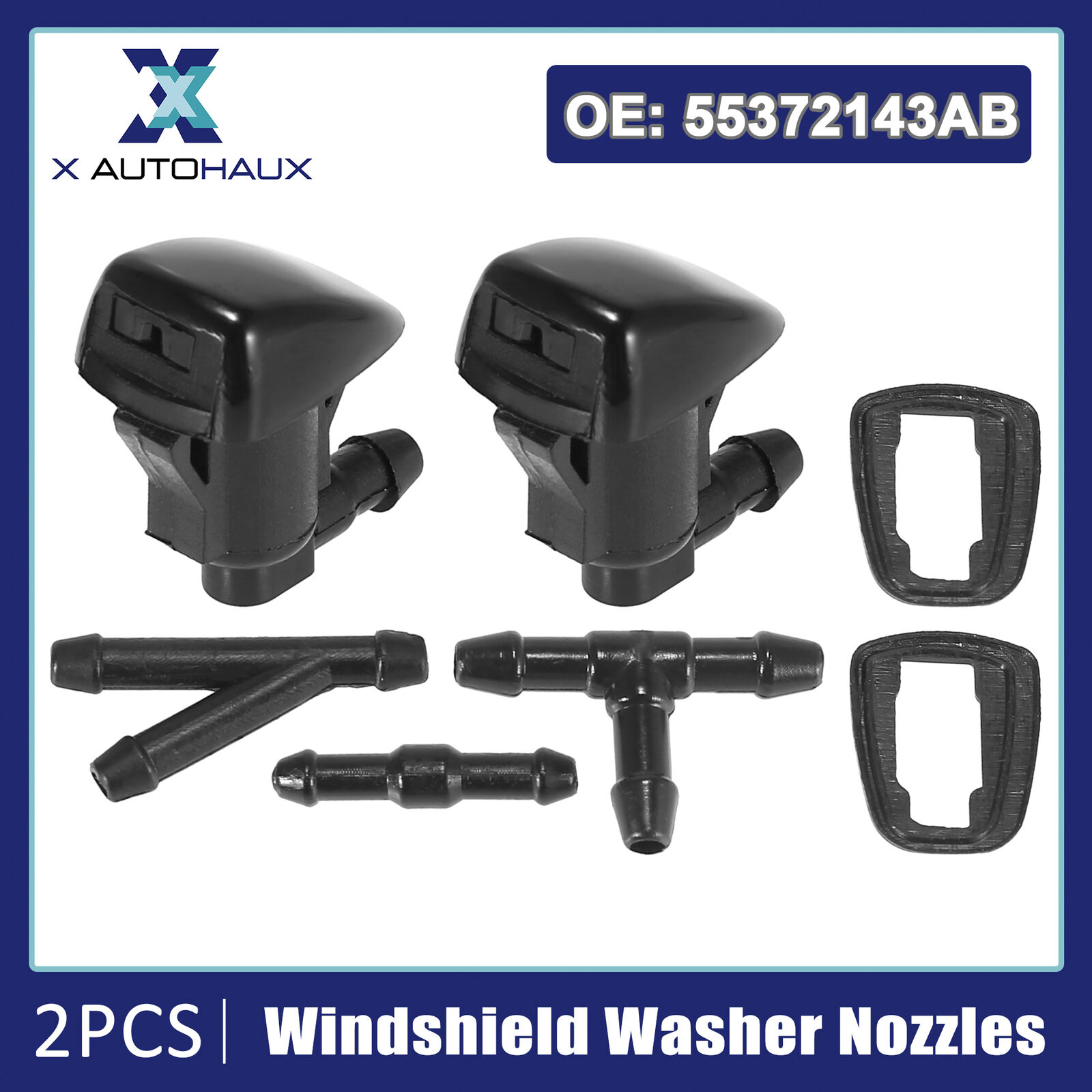 2PCS Front Windshield Washer Nozzles Kit Fit for Jeep Grand Cherokee 2005-2016