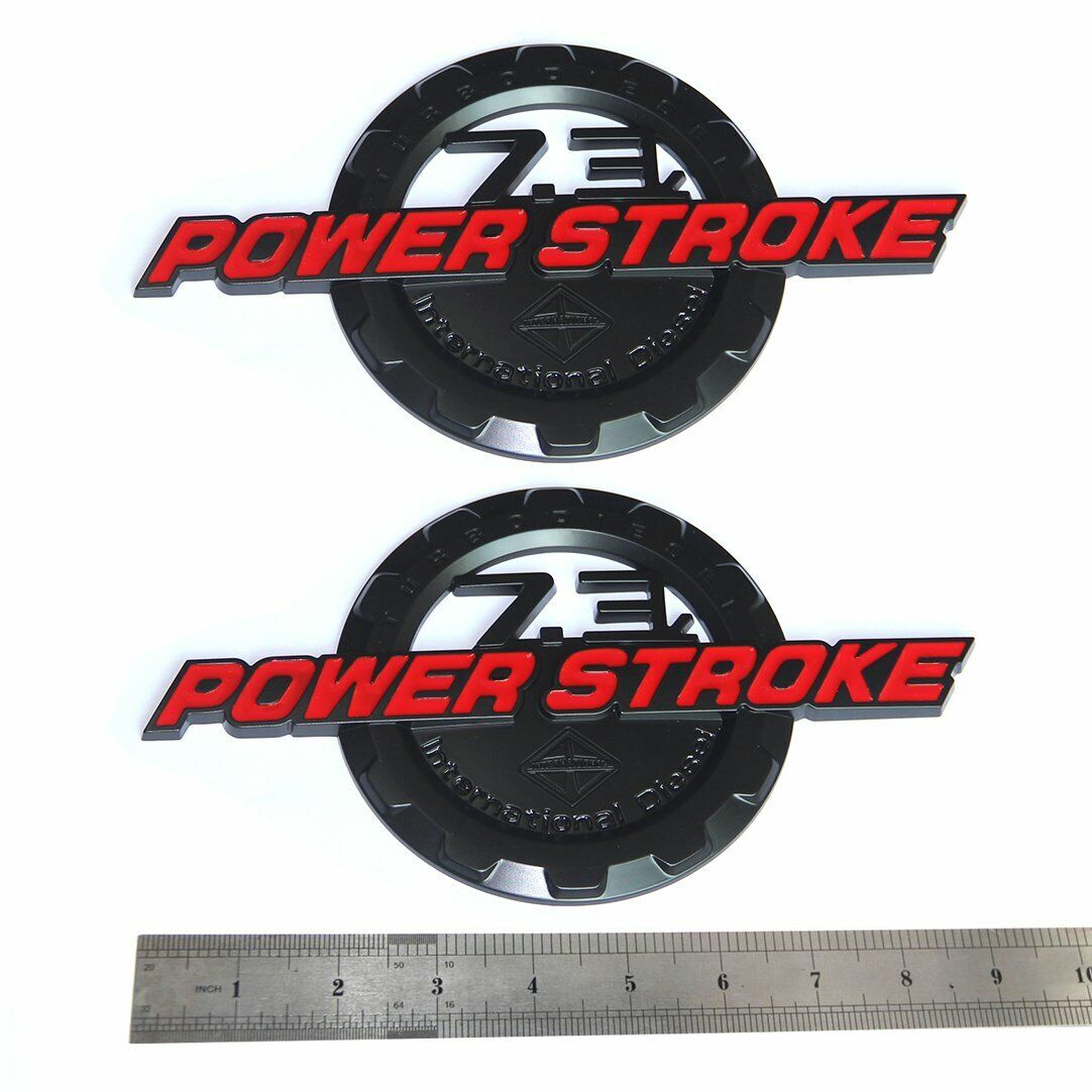  2x 7.3L Power Stroke International Side Fender Emblems Badge for F250 F350 Red