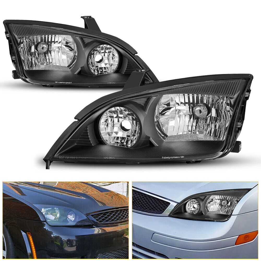 Fit 2005 2006 2007 Ford Focus Left + Right Side Black Headlights Assembly Set OD