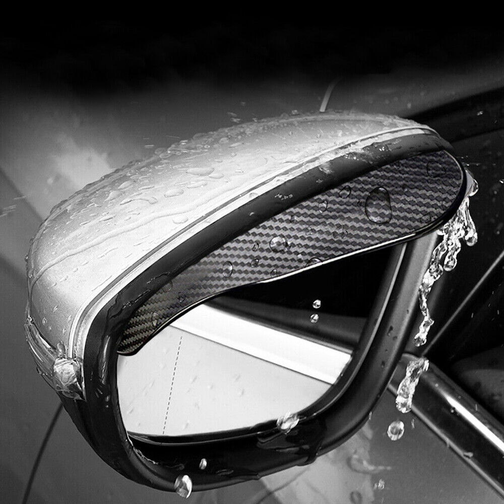 2x Carbon Fiber Black Rearview Mirror Rain Visor Guard Car Accessories Universal