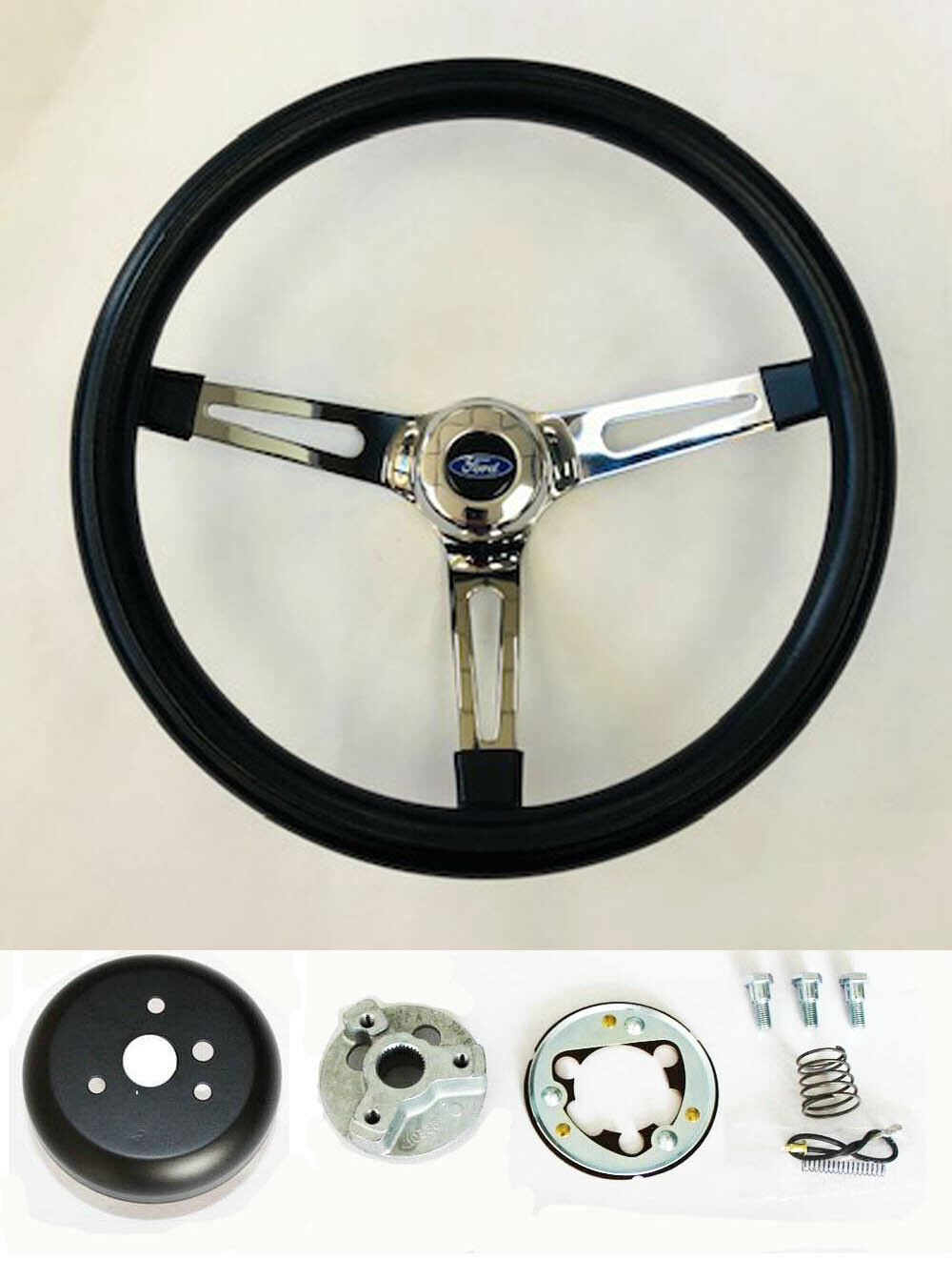 1965-1969 Fairlane Ranchero Galaxie Black Foam on Chrome Steering wheel 15\