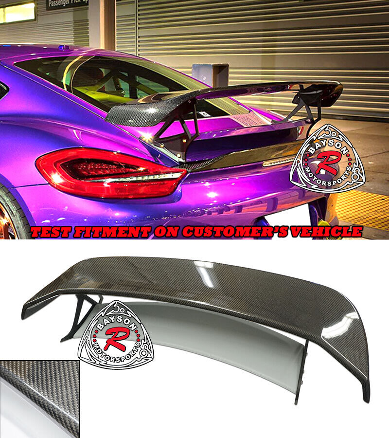 Fits 14-16 Porsche 981 Cayman GT4 TA-Style Trunk Spoiler (Carbon) w/ FRP Base