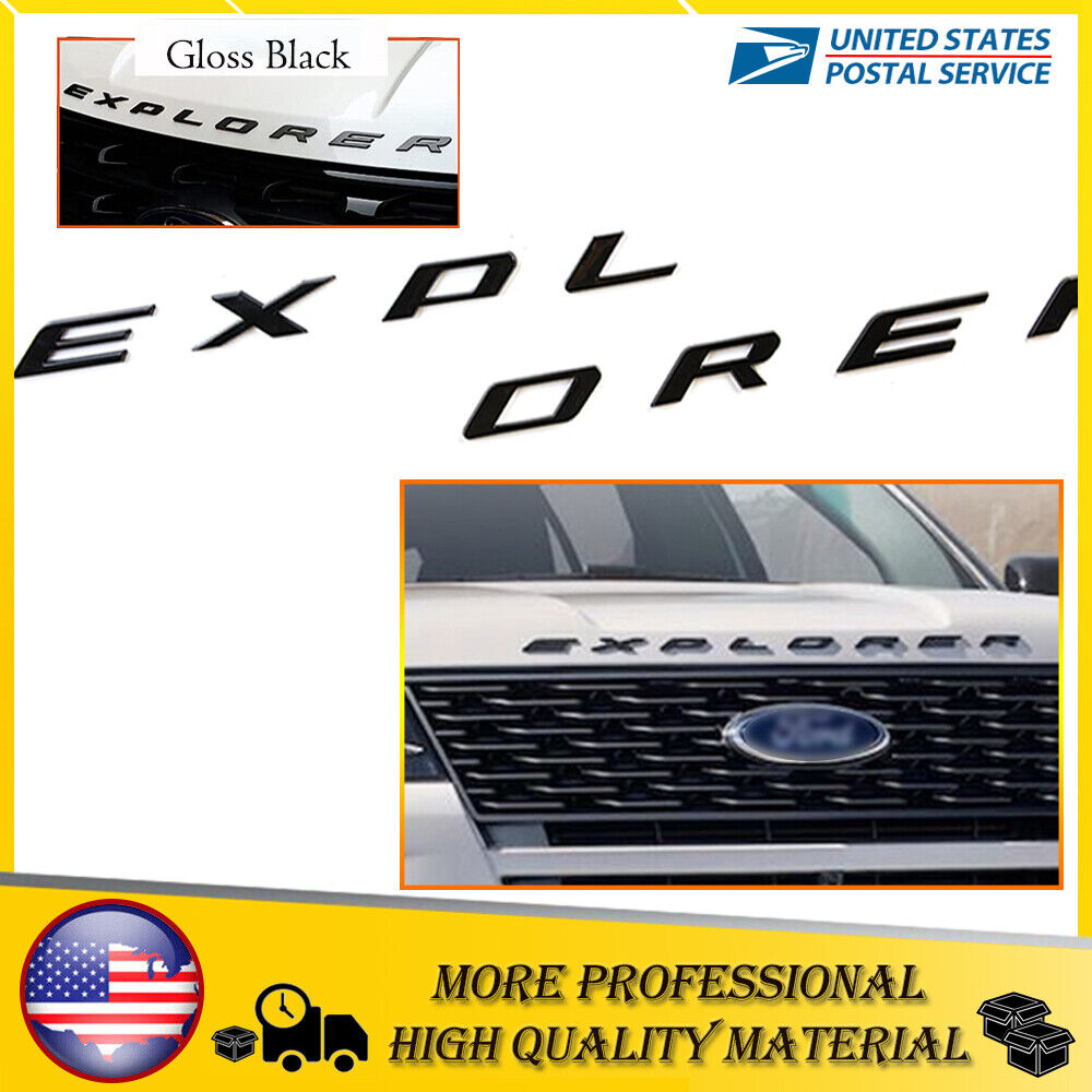 Front Hood Emblem 3D Matte Black Sport Badge For Explorer 2011-2019 Letter Decor