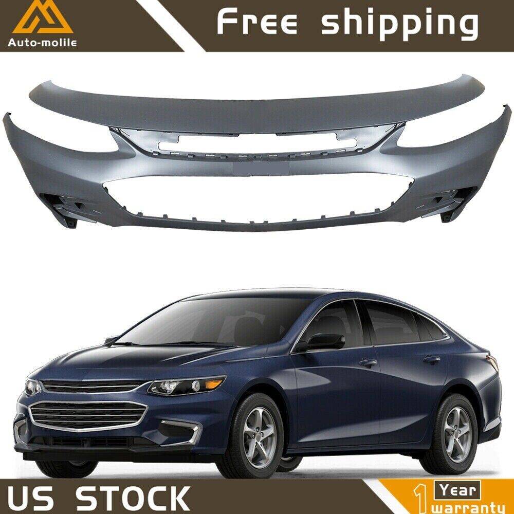 Unfinished- Front Bumper Cover w/o Park Assist Sensor For 2016-2018 Chevy Malibu