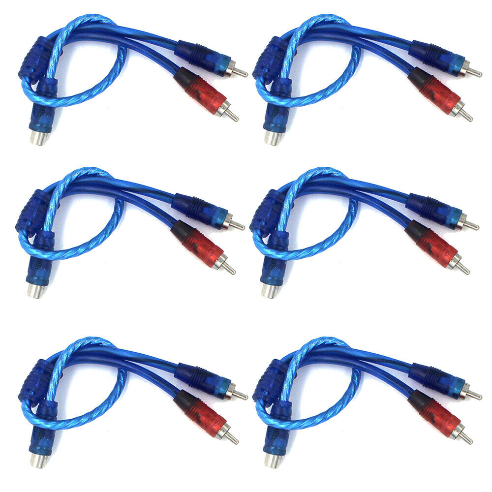 6X Car RCA Y Splitter Audio Jack Cable Adapter 1 Male to 2 Female Connector 30cm