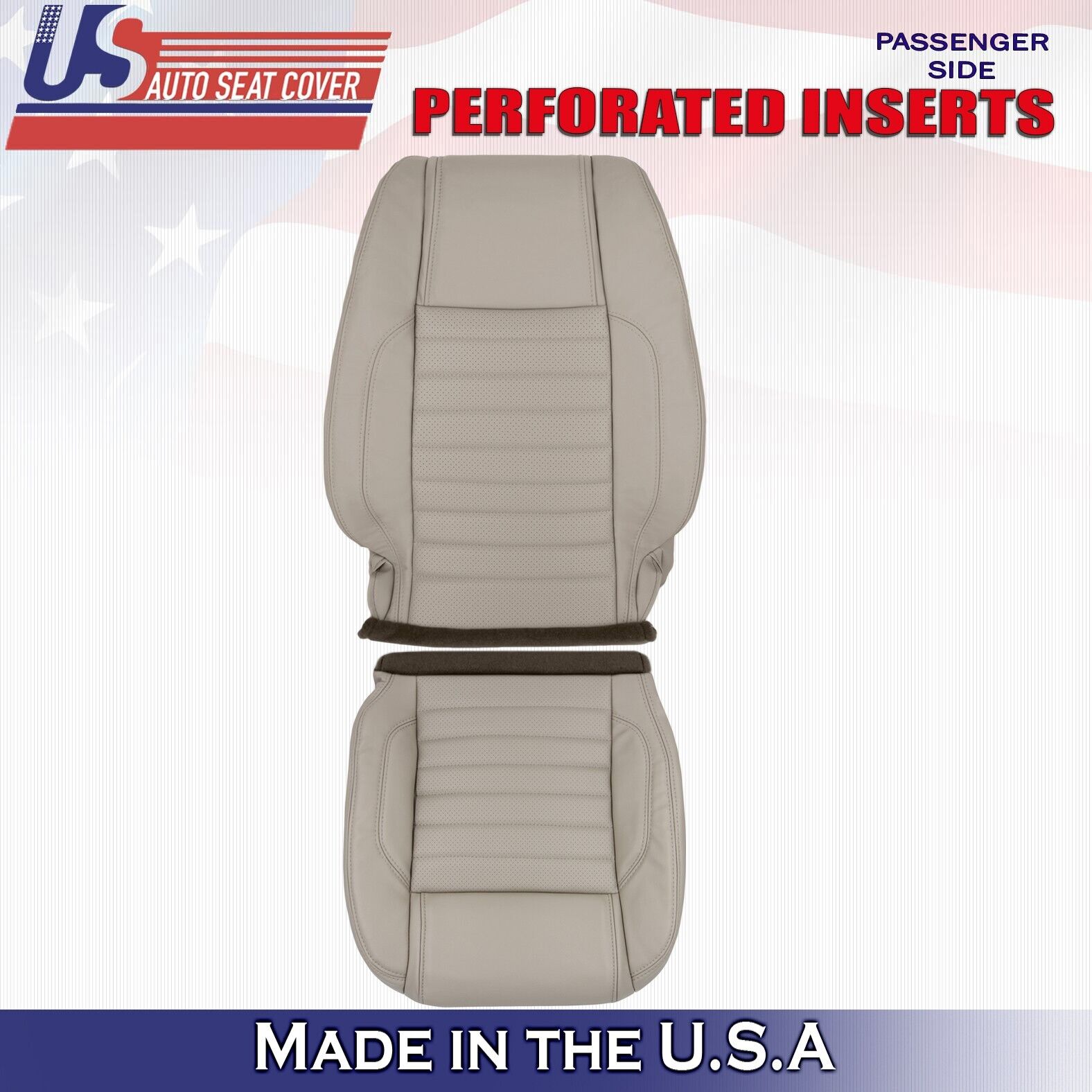 2012 2013 For Ford Mustang GT Passenger Top & Bottom Perf Leather Covers Gray