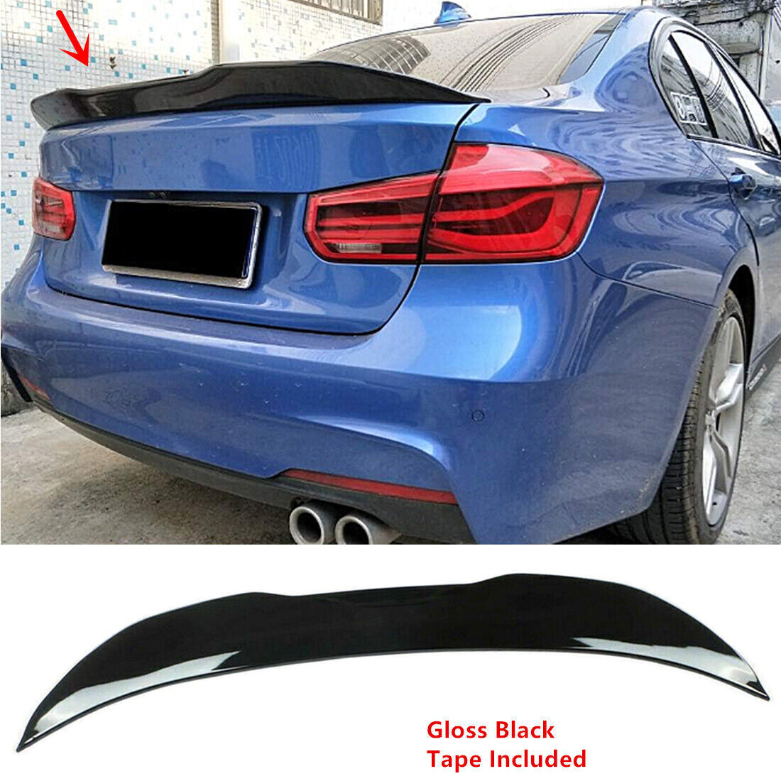 Rear Trunk Spoiler Wing PSM For BMW 15-18 F80 M3 & 12-18 F30 Sedan Gloss Black