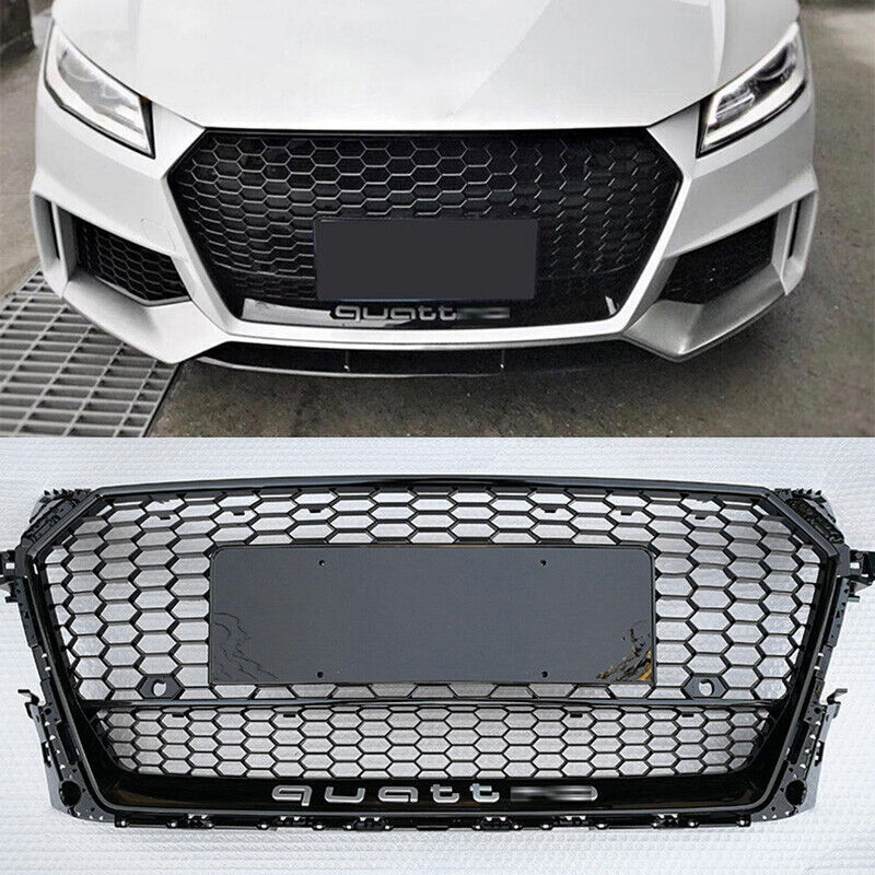 For Audi TT TTS 2015-2018 TTRS Style Full Black Honeycomb Front bumper Grille