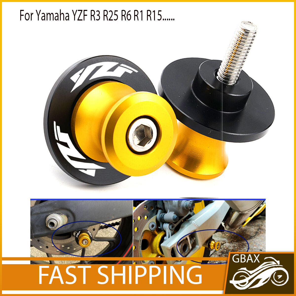 M6 Motorcycle Swingarm Spools Slider Stand Screws for Yamaha YZF R6 Left & Right