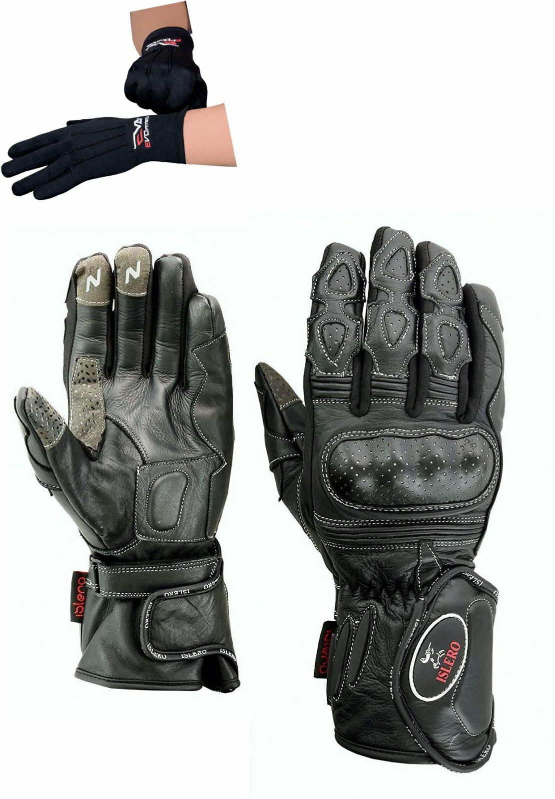 ISLERO Leather Thermal Winter Motorbike Motorcycle Gloves Carbon Fiber Knuckles 